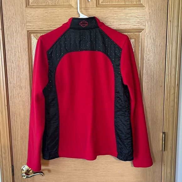 Harley Davidson Red Black Fleece Jacket Medium - Picture 4 of 5